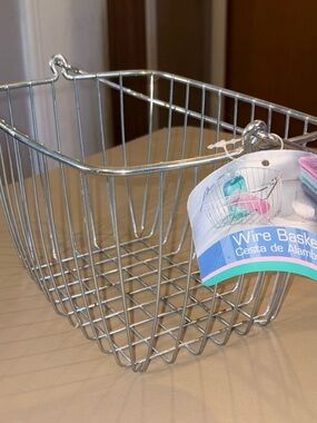 Wire Storage Basket - Silver Metal Organizer